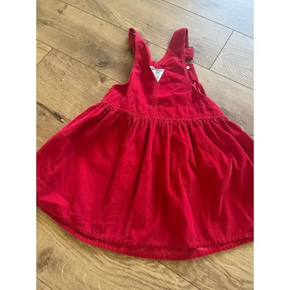 Vintage Girls Babies Red Corduroy Oshkosh Overall Skirt Size 5T Red​​​​ - Picture 6 of 6